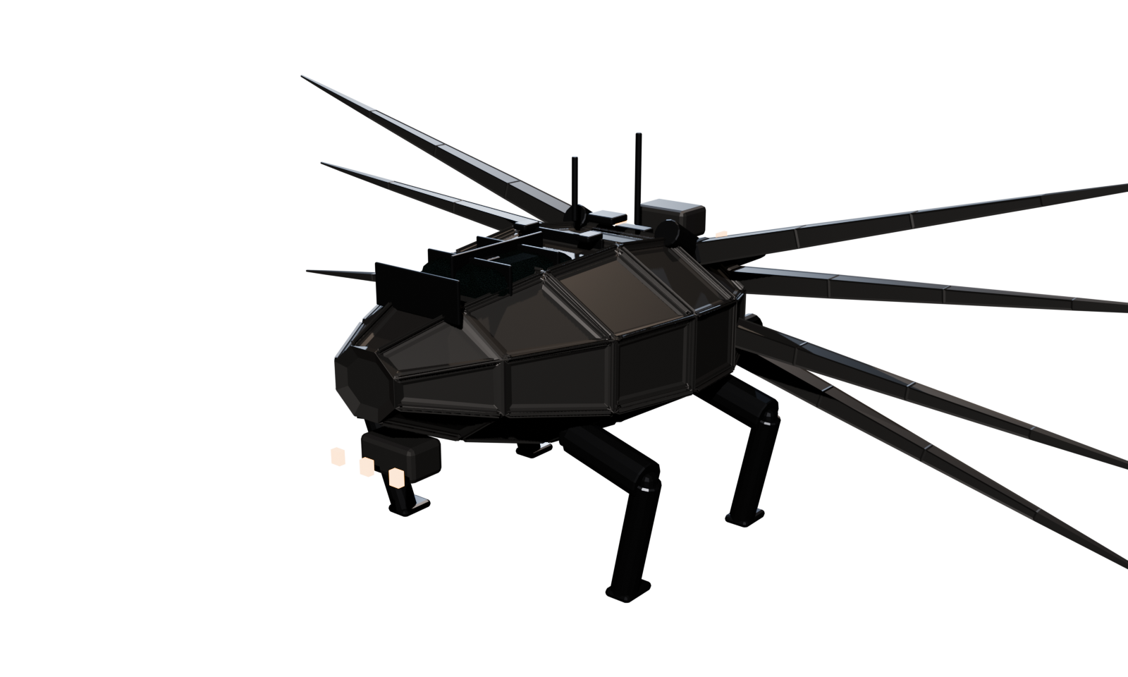 Atreides ornithopter over the dunes of Arrakis — poster render